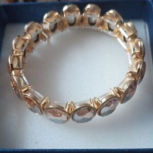 Champagne Glass Tennis Bracelet in Goldtone (6.50-7.0In)